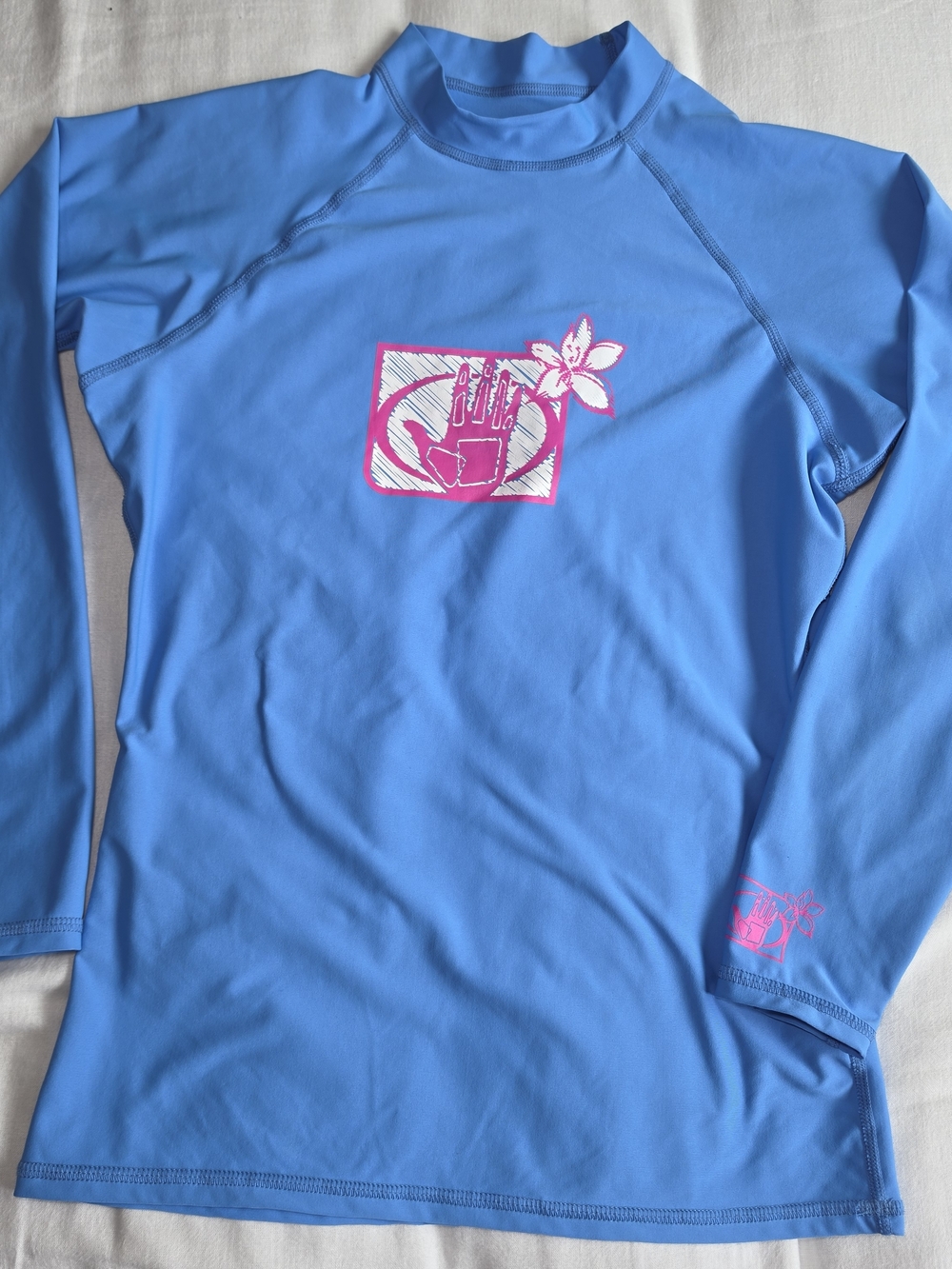 Body Glove Blue Kids Long-Sleeve Rashguard with Pink Graphic
